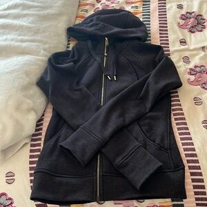Lululemon Scuba Hoodie Full Zip Plush Black/gold Sz 6